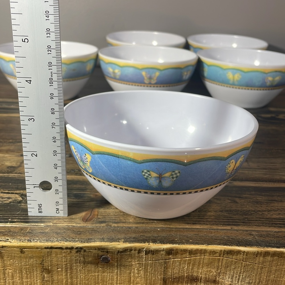 Evolution Sakura melamine set of 6 bowls butterflies pattern - Picture 14 of 17